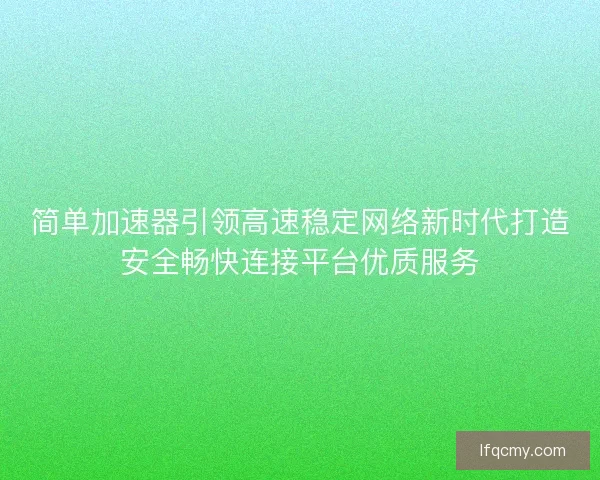 简单加速器引领高速稳定网络新时代打造安全畅快连接平台优质服务